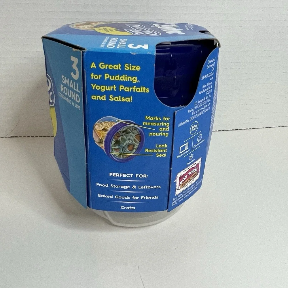 Ziploc Twist n Lock Loc 3-Pack Small Round Plastic Containers + Lids 1 Pint NEW!